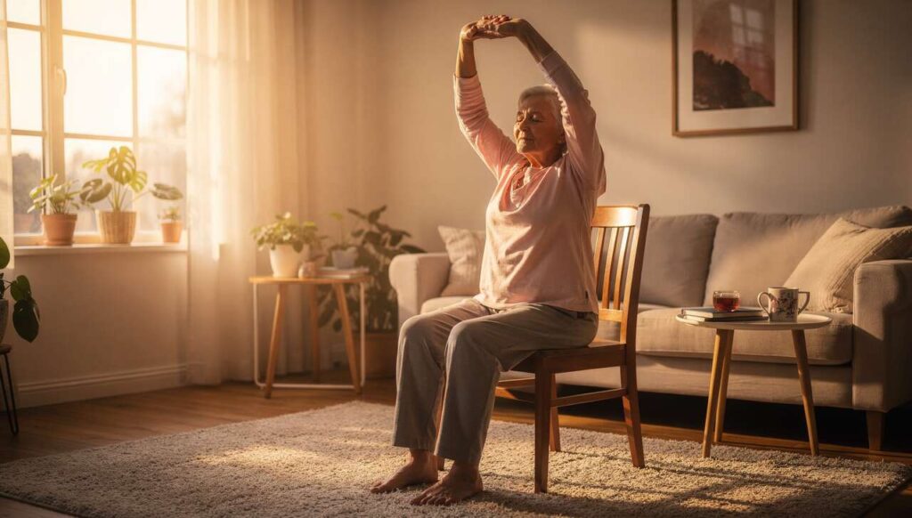 Stuhl-Yoga ab 65: Die 10-Minuten-Routine, die laut Geriatern Mobilität besser erhält als Walken